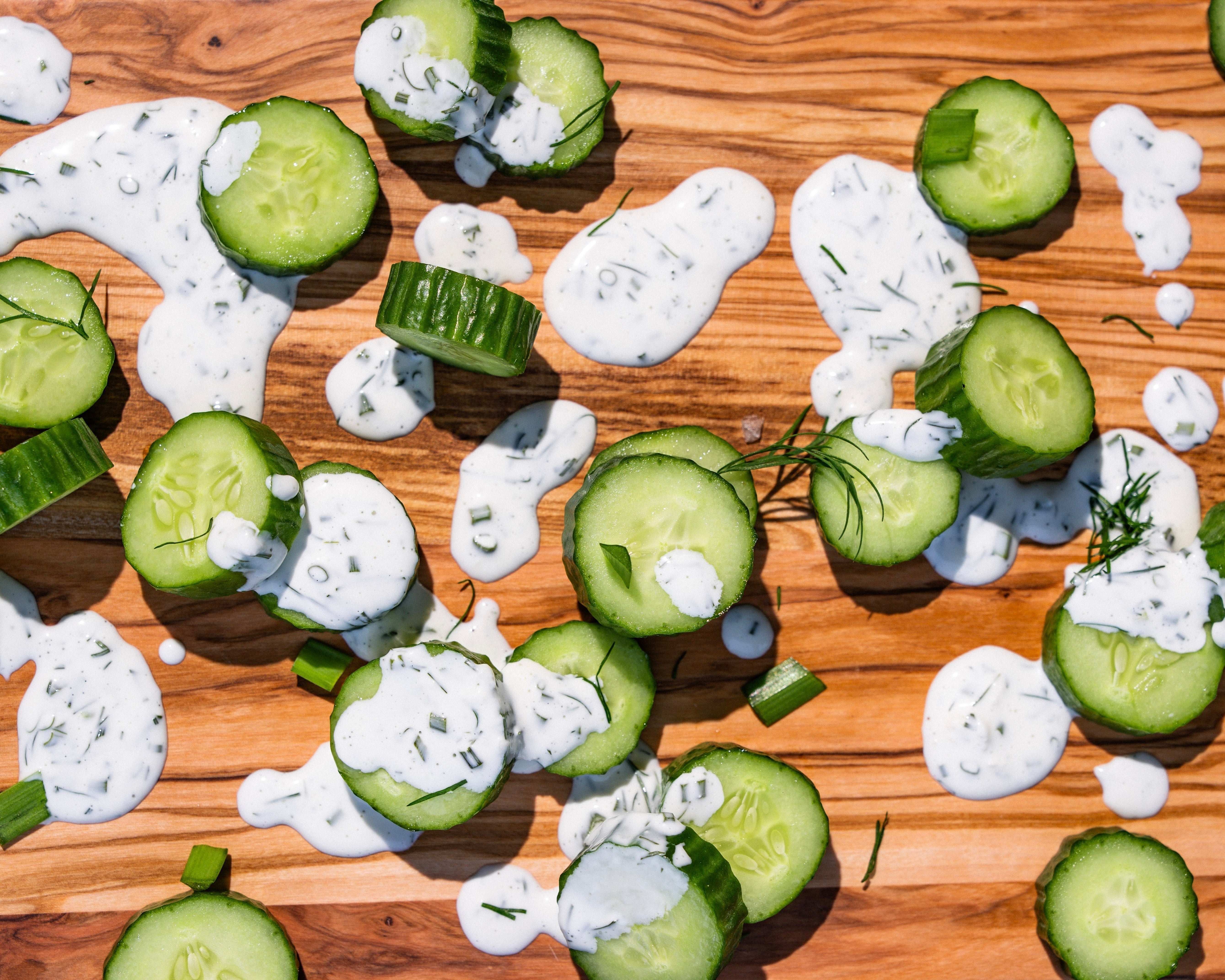 Cucumbers with Fancy Ranch Dressing